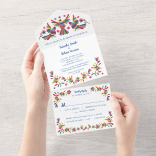Otomi Mexican alla på en bröllopsinbjudan