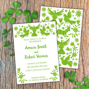 OTOMI, MEXIKA, GRÖNT, BLOMMOR OCH FÅGLAR MEDDELANDE