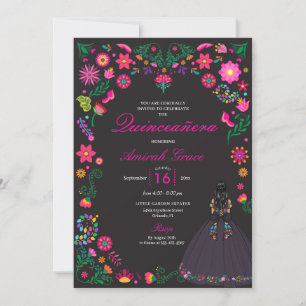 Otomi mexikansk broderi Quinceañera inbjudan