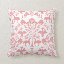 Otomi Print, White & Ljusare rosa Boho Dekorativ k Kudde