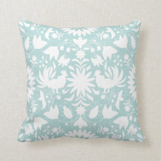 Otomi tryck, Aqua & vitBoho dekorativ kudde