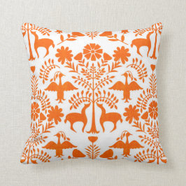 Otomi tryck, boho kastkudde vit & orange kudde
