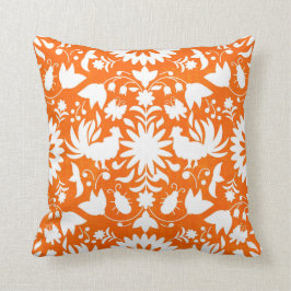 Otomi Tryck, Orange & Vit Boho Kuddcover Kudde