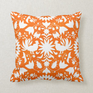 Otomi Tryck, Orange & Vit Boho Kuddcover Kudde