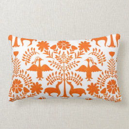 Otomi tryck-, vit- & orangeBoho dekorativ kudde
