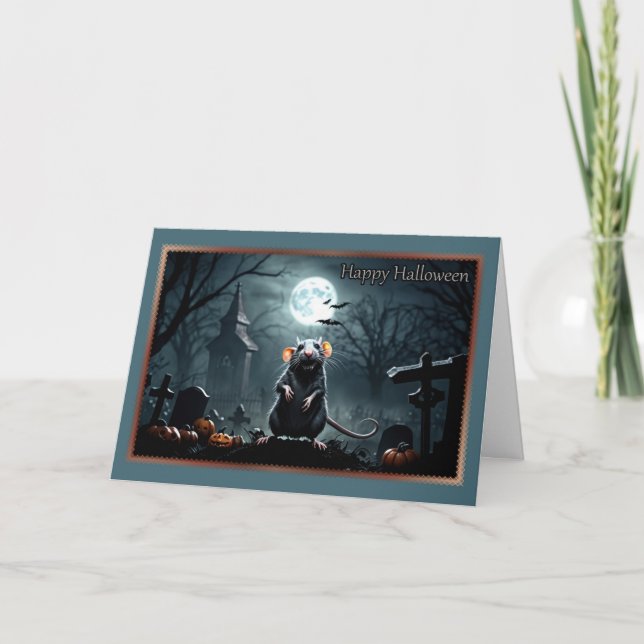 Otrevligt Halloween-kort med råtta Helgkort (Framsida)