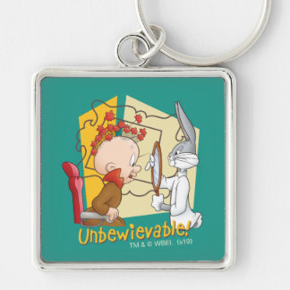 "Otrolig" barberare BUGS BUNNY™ & Elmer Fudd Fyrkantig Silverfärgad Nyckelring