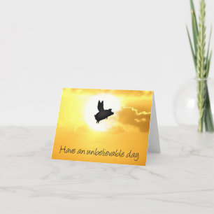 otrolig dag - flyggrisnotecard kort
