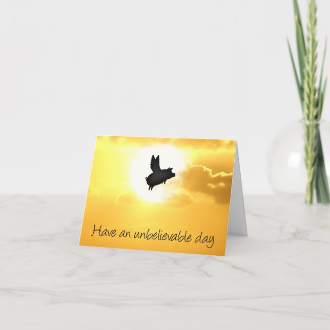 otrolig dag - flyggrisnotecard kort (Framsida)