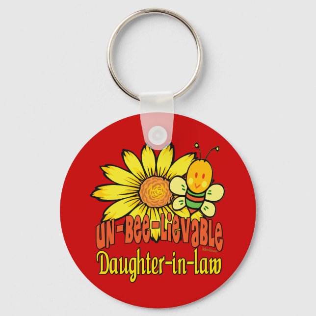 Otrolig dotter i juridik, solblommor och bin nyckelring (Framsida)