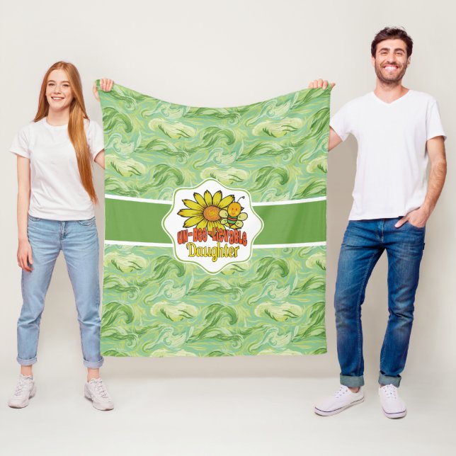 Otrolig dotter Sunblommor och bin Fleecefilt (På plats)