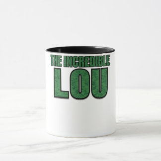 Otrolig Lou - Grön Tegelstensmönster Typografi Mugg