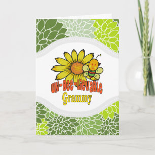 Otroliga grammiska blommor och bin kort