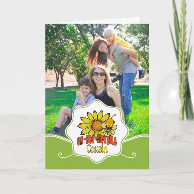 Otroliga kusin Solblommor och bin Kort (Framsida)