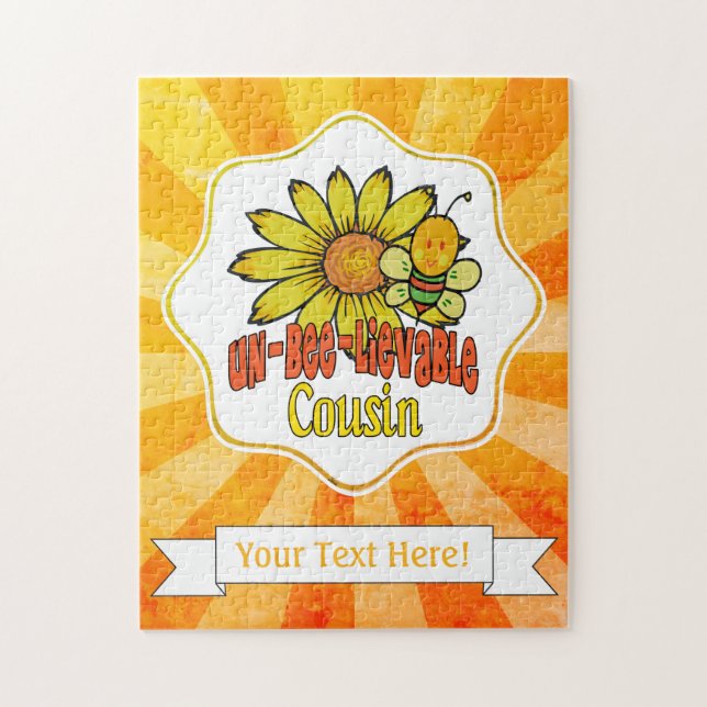 Otroliga kusin Solblommor och bin Pussel (Vertikal)