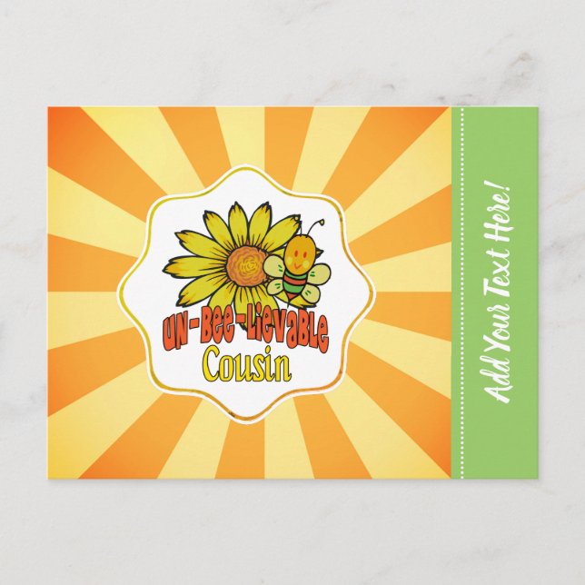 Otroliga kusin Solblommor och bin Vykort (Framsida)