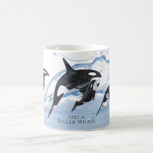 Otroliga Orcas med svart och vitt vatten Kaffemugg