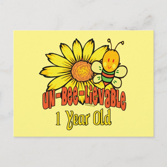 Otroligt 1-årsjubileum - 1:a födelsedagen vykort (Framsida)