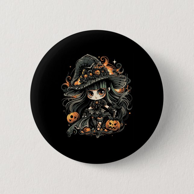 Otroligt snyggt Halloween Witch Art Knapp (Framsida)