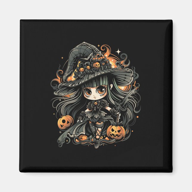 Otroligt snyggt Halloween Witch Art Magnet (Framsidan)