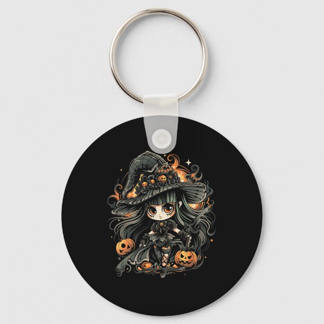 Otroligt snyggt Halloween Witch Art Nyckelring (Framsida)
