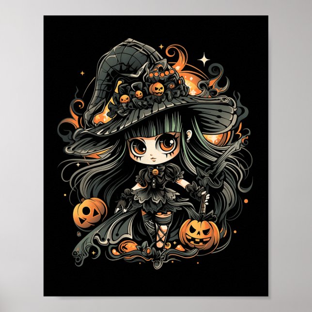 Otroligt snyggt Halloween Witch Art Poster (Framsidan)