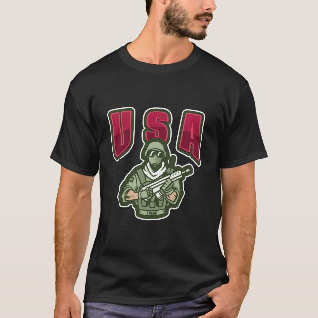 Otroligt Soldier Styled U S A T Shirt (Framsida)
