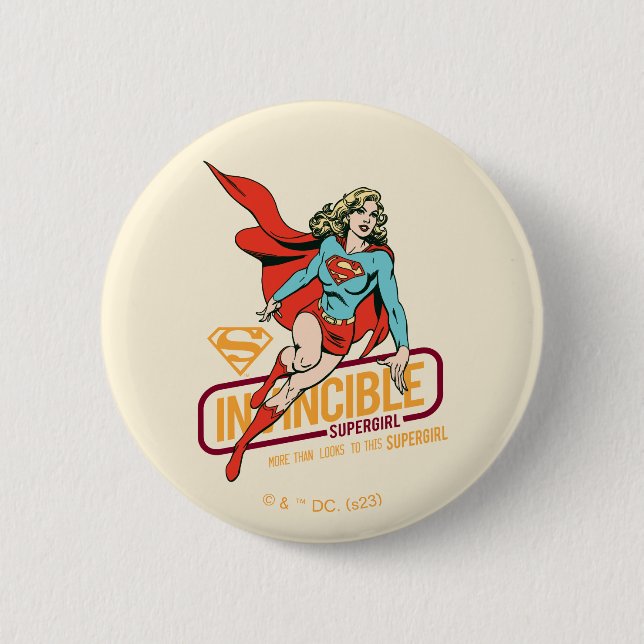 Otroligt Supergirl Retro Graphic Knapp (Framsida)