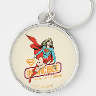 Otroligt Supergirl Retro Graphic Rund Silverfärgad Nyckelring