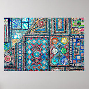 otroligt vacker och levande gammal mosaik på t poster