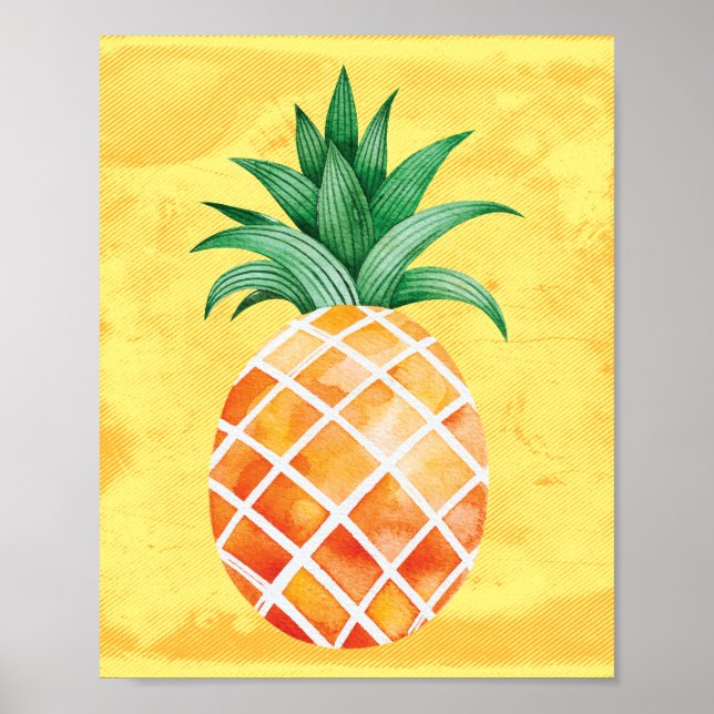 Ötropisk ananas Sunny Gult Poster (Framsidan)