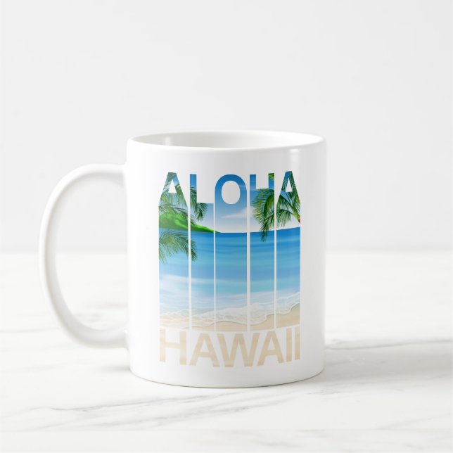 Ötropisk strand på Aloha Hawaii Kaffemugg (Vänster)