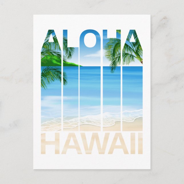Ötropisk strand på Aloha Hawaii Vykort (Framsida)