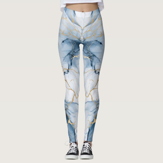 Otrovärdig färg Skriv ut ljusblå markör Leggings (Framsida)