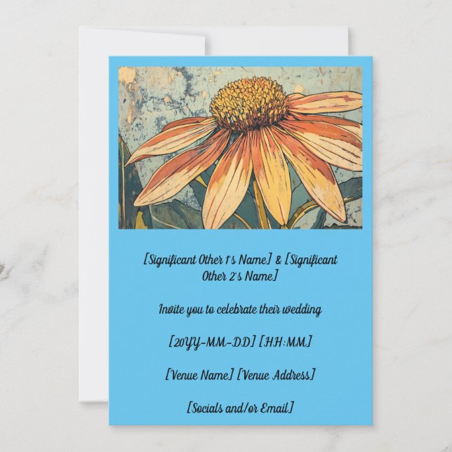 Otrovärdig Gult Snyzewee Teckning Bröllop Inbjudningar (Framsida)