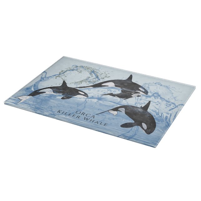 Otrovärdiga Orcas med svart och vitt vatten (Hörn)