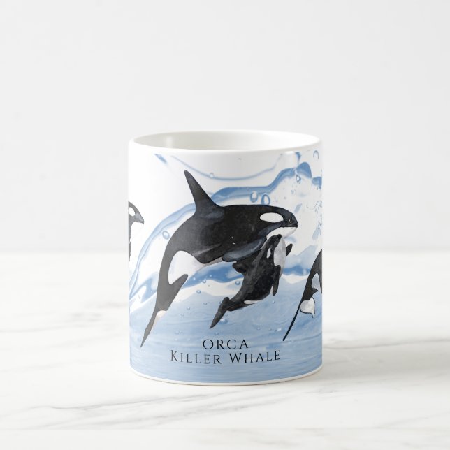 Otrovärdiga Orcas med svart och vitt vatten Kaffemugg (Center)