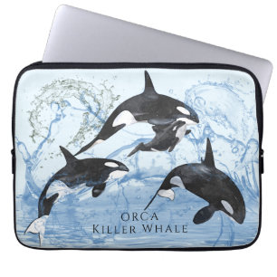 Otrovärdiga Orcas med svart och vitt vatten Laptop Fodral