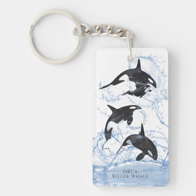 Otrovärdiga Orcas med svart och vitt vatten Nyckelring (Framsidan)