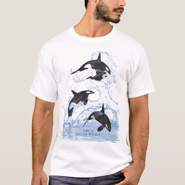 Otrovärdiga Orcas med svart och vitt vatten T Shirt (Framsida)