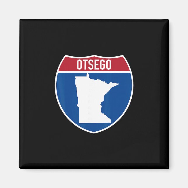 Otsego Minnesota Karta Motorväg Interstate Skylt S Magnet (Framsidan)
