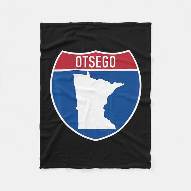 Otsego Minnesota Map Highway Interstate Sign Souve Fleecefilt (Framsidan)