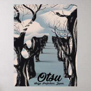 Otsu, Japan, Träd i blomning resa affisch