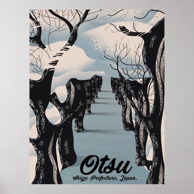 Otsu, Japan, Träd i blomning resa affisch (Framsidan)