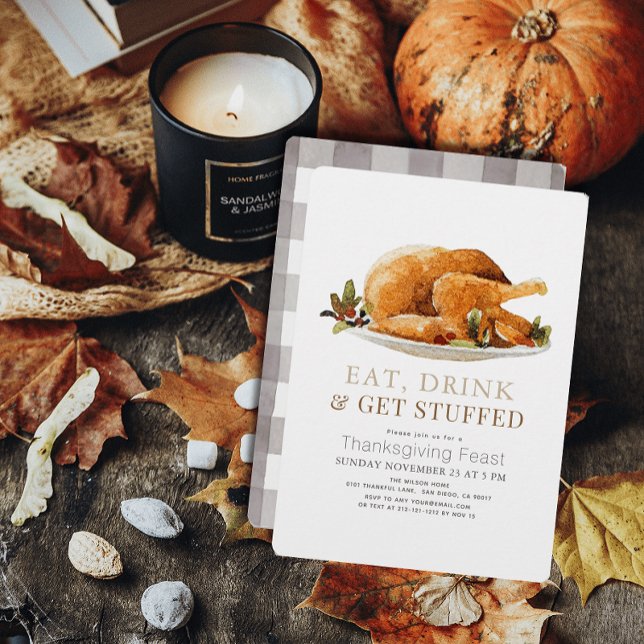 Ött, dryck och få fast Turkiet-Thanksgiving Inbjudningar (Skapare uppladdad)
