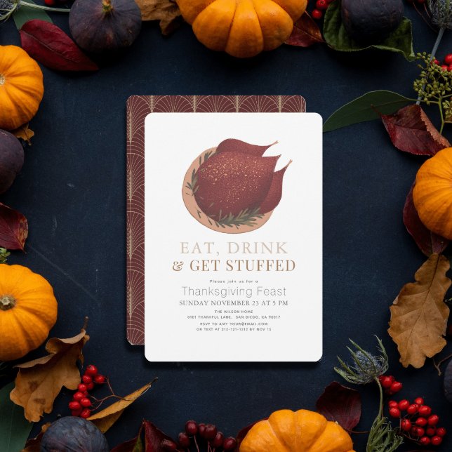 Ött, dryck och få fast Turkiet-Thanksgiving Inbjudningar (Skapare uppladdad)