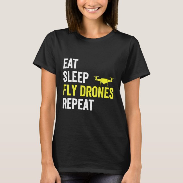 Ötta strömsparametrar Drones Upprepa pilotteckning T Shirt (Framsida)