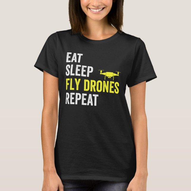 Ötta strömsparametrar Drones Upprepa pilotteckning T Shirt (Framsida)