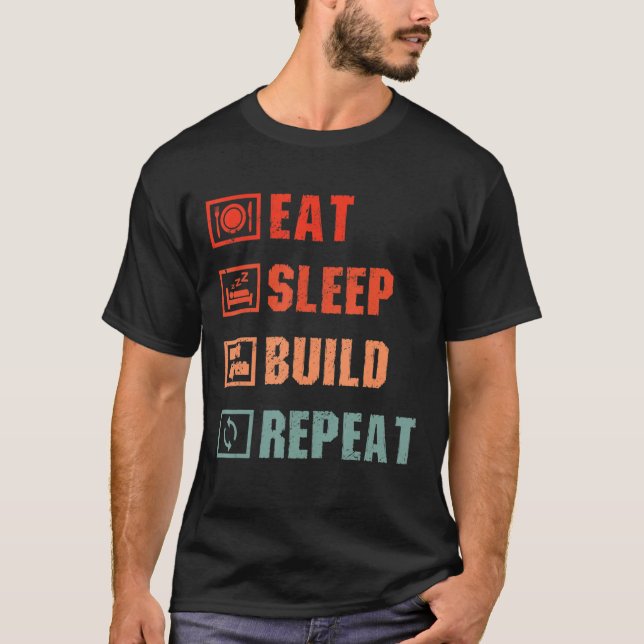 Ötta viloläge Bygg upprepa Master Builder Funny Bu T Shirt (Framsida)