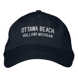Ottawa Beach Michigan Broderad Basebollmössa Keps